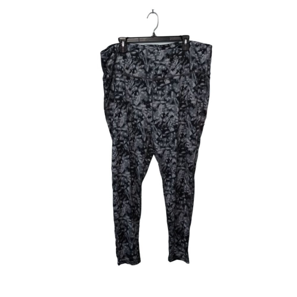 Everlast Women's Workout Leggings Sport Skinny Fit 3X Grey White Black Blotches